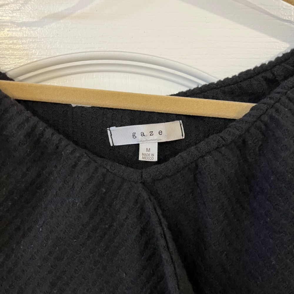 Off-The-Shoulder Waffle Knit Sweater/Black/Size Medium - Picture 3 of 5